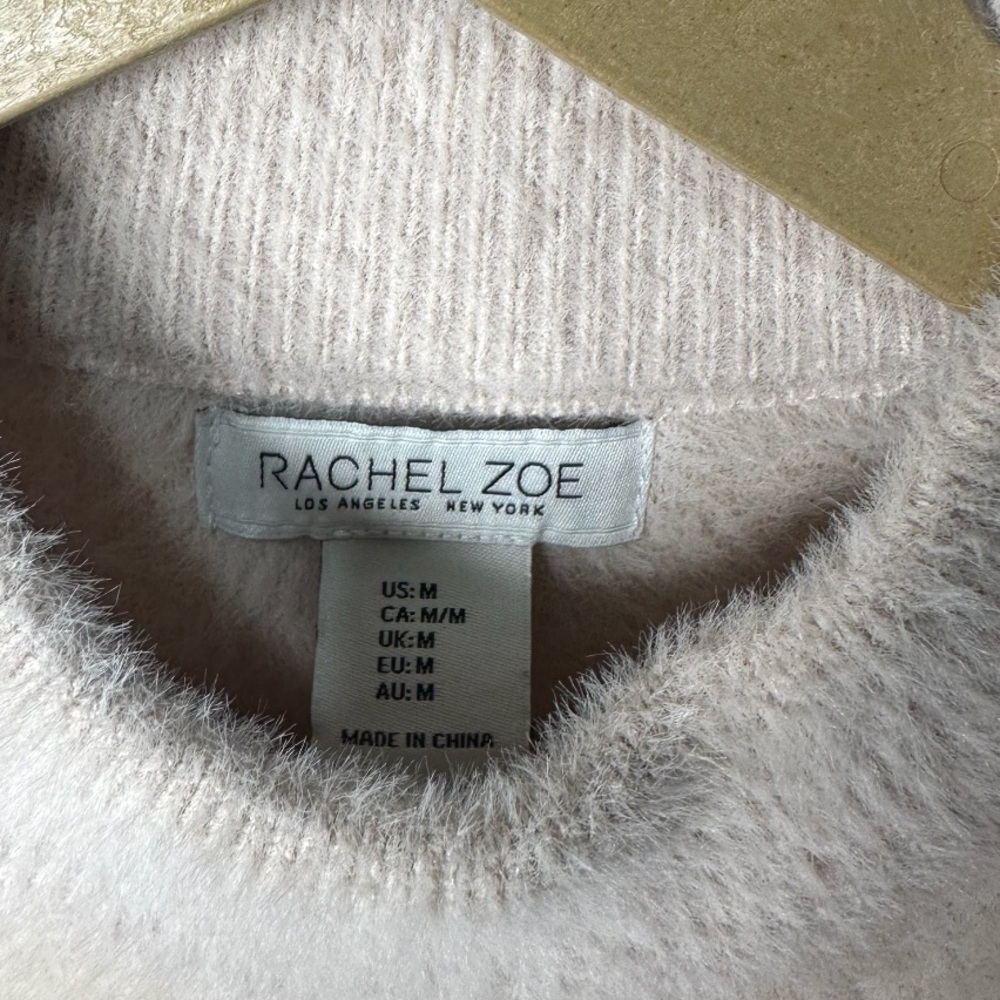 Rachel Zoe | Cream Fuzzy Mock Neck Sweater Vest | Soft Knit | Size M - Picture 3 of 5